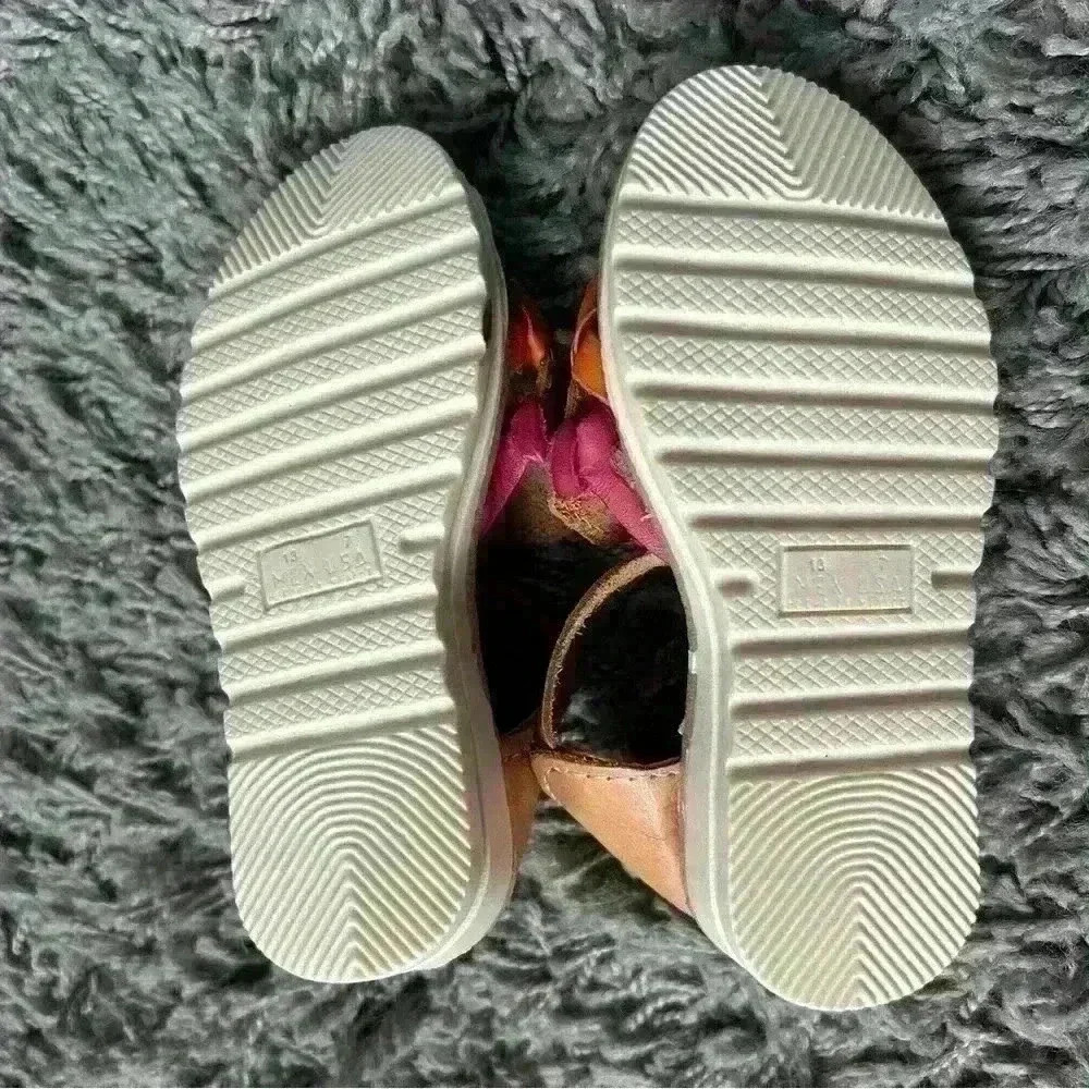 Huarache Girls US 7 Sandals Leather Girl Colorful Mexico Huaraches Floral EUC - Picture 4 of 6